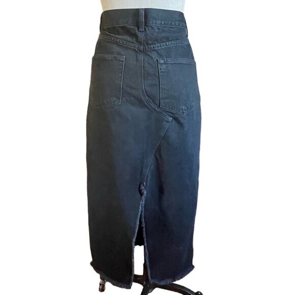 RAEY Split Back Black Denim Straight Maxi Skirt UK Size 12/ US 8 - Picture 6 of 11